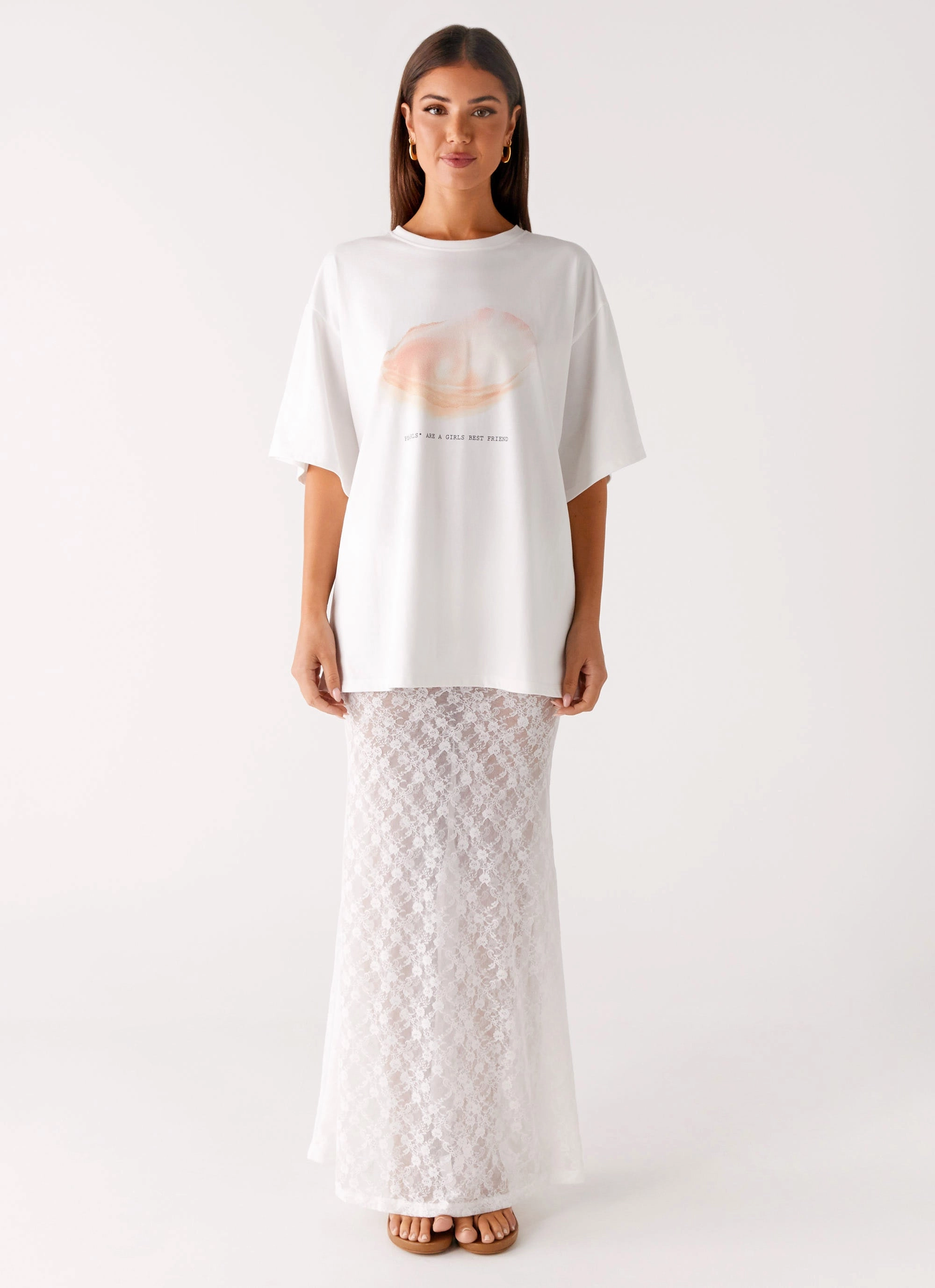 Pearl Oversized Tee - White HypoallergenicMaterial