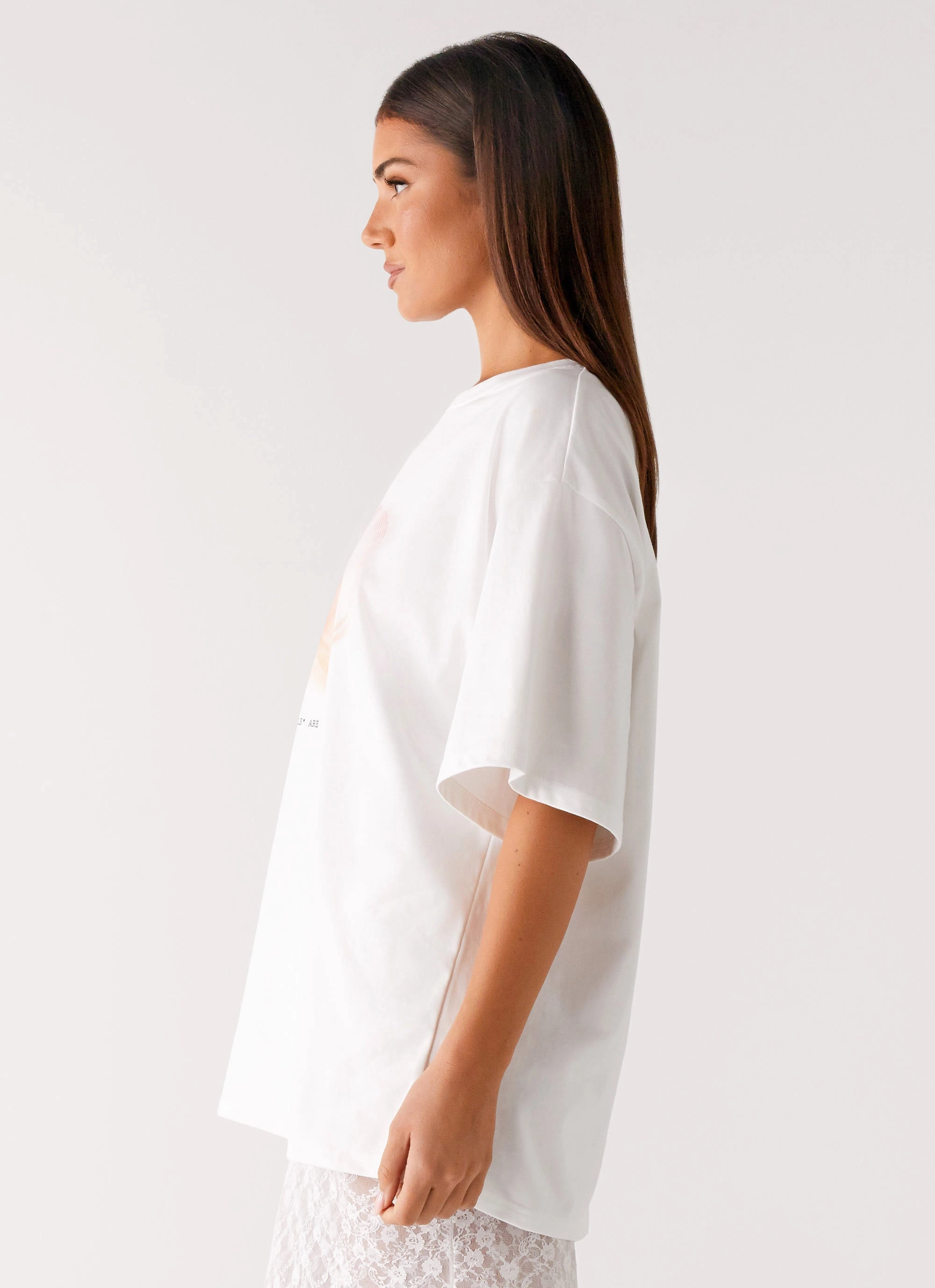 Pearl Oversized Tee - White Petal Sleeve Architecture
