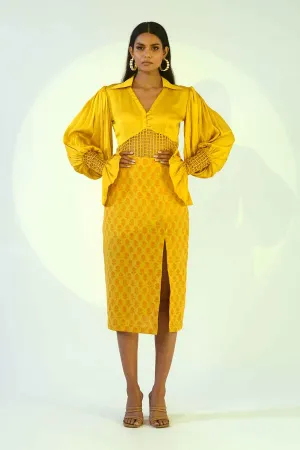 PENELOPE - Yellow Top & Skirt Co-Ord Set