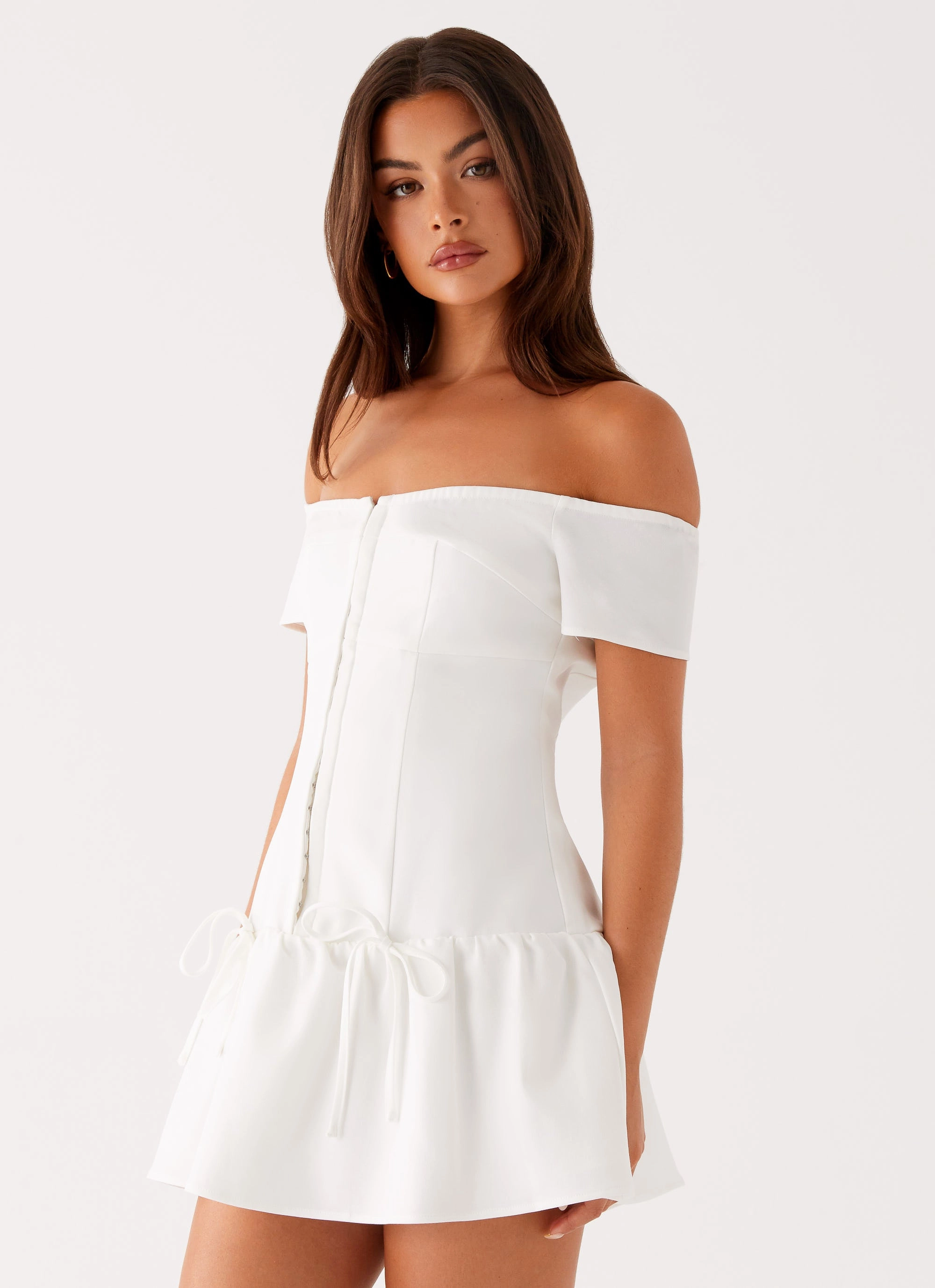 Penny Mini Dress - White Grace Soft Wide Hemline