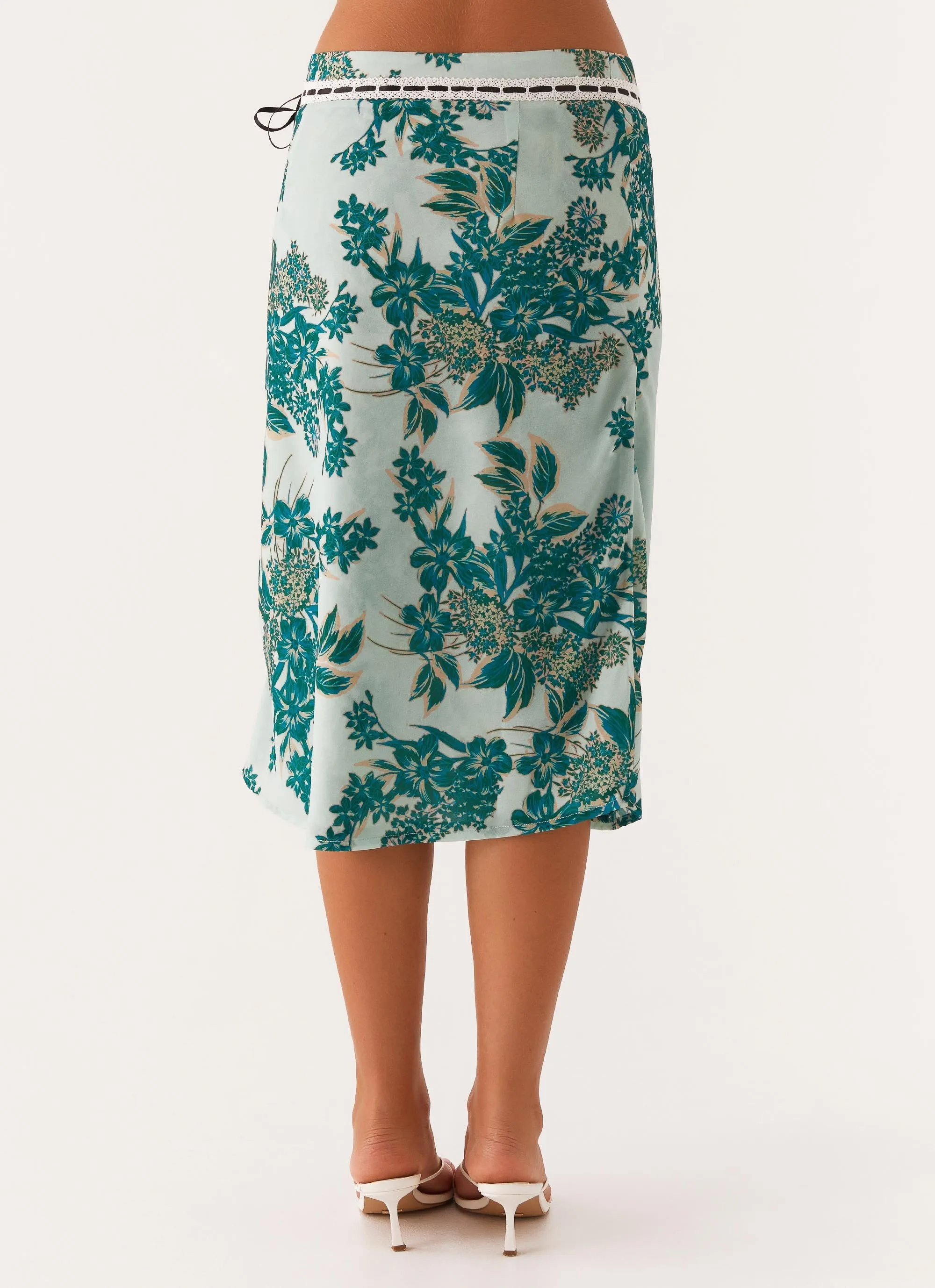 Peony Quartz Midi Skirt - Cloud Nine Floral Soft Touch Material