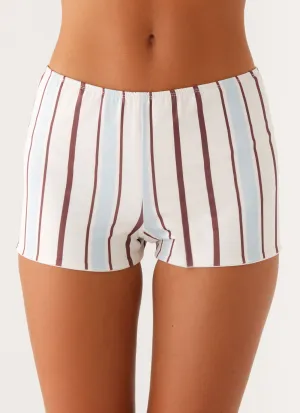 Perfect Pair Sun's Out Low Rise Mini Shorts - Blue Stripe Sun's Out Low Rise Mini Shorts - Blue Stripe Quick Pack