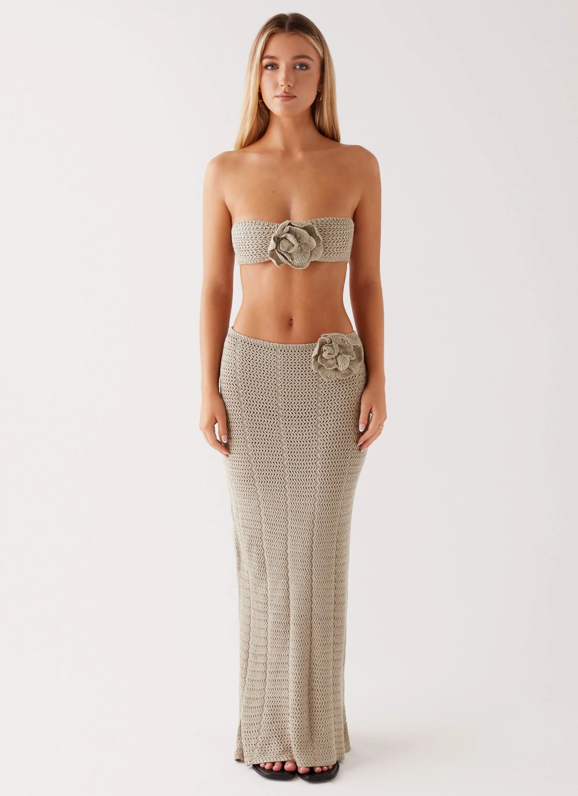 Kelcie Rose Crochet Maxi Skirt - Sage Comfortable Cut Zero Waste Manufacturing