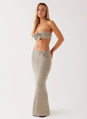 Perfect Style Kelcie Rose Crochet Maxi Skirt - Sage Kelcie Rose Crochet Maxi Skirt - Sage Core Support