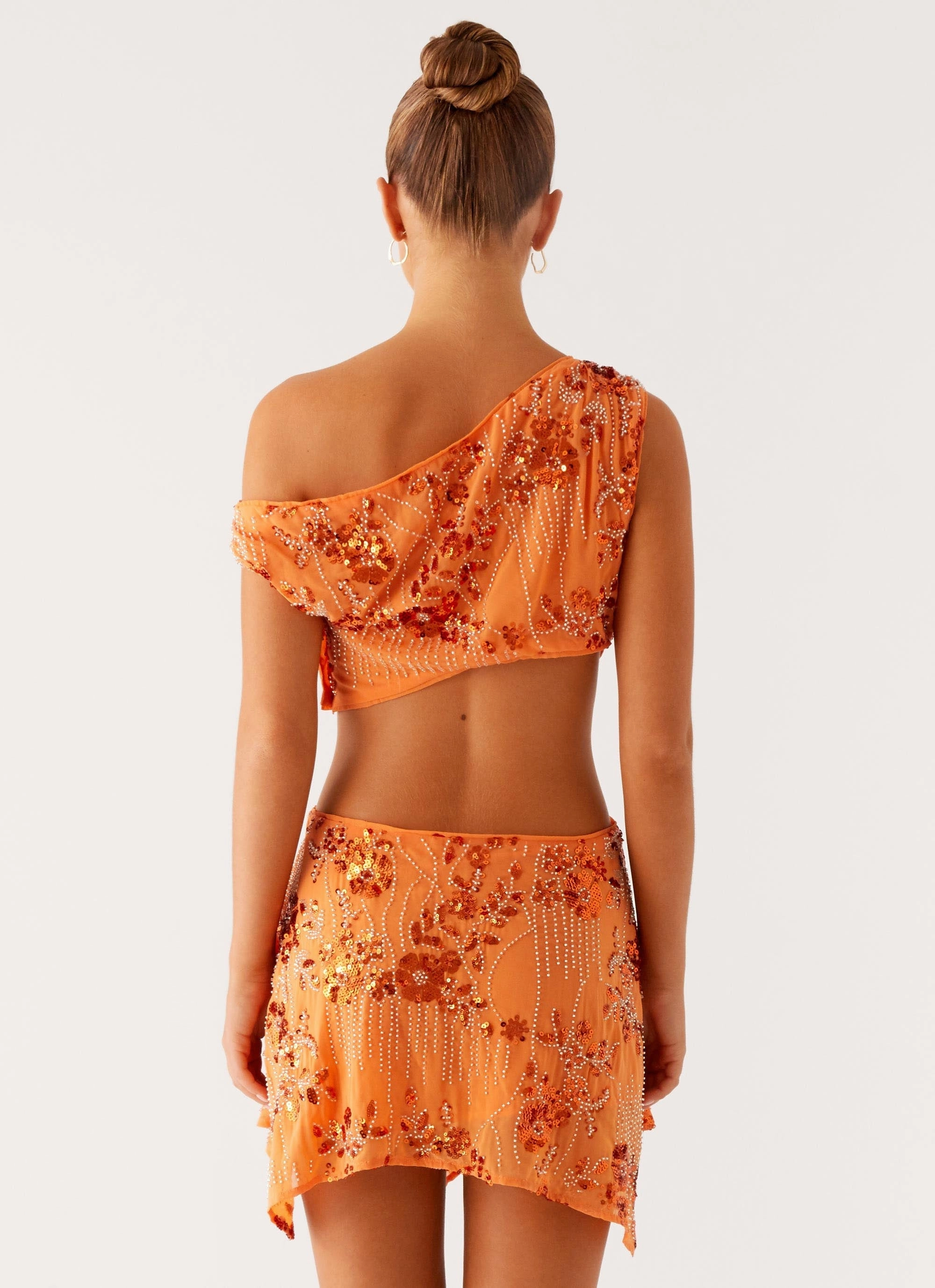 Dropped-Waist Aletta Sequin Mini Dress - Orange