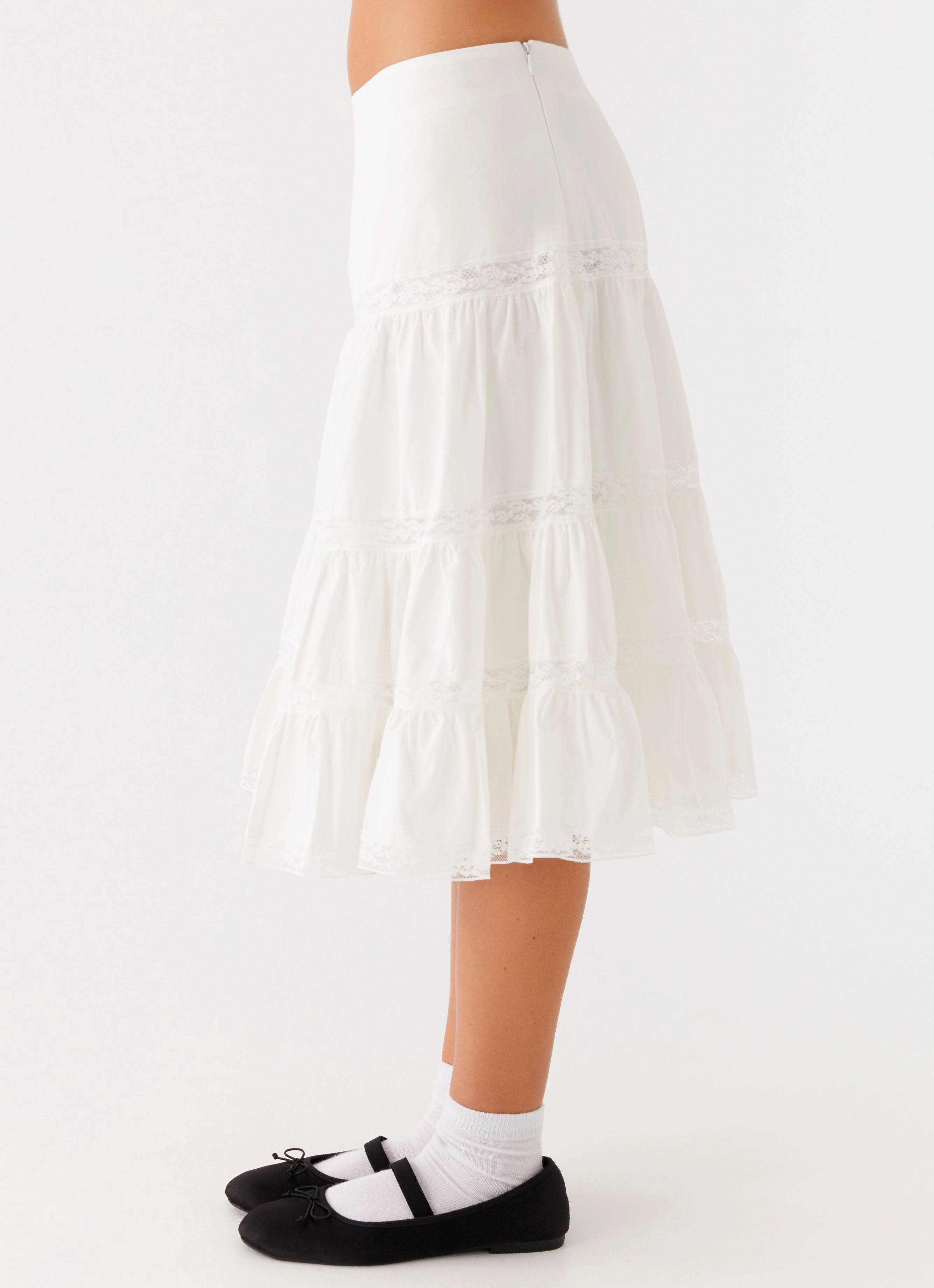 Good Vibes Midi Skirt - White Clean Lines