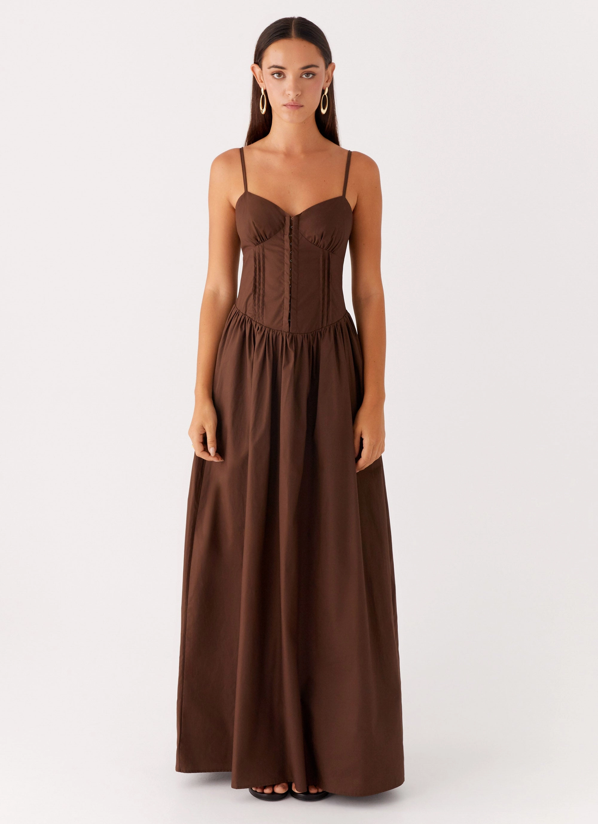 Flowy casual dress Clean Fit Cerys Maxi Dress - Chocolate