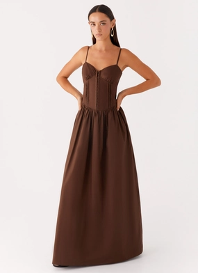 Perfect Look Wear Cerys Maxi Dress - Chocolate Cerys Maxi Dress - Chocolate Breathable fabric Curvy Glam