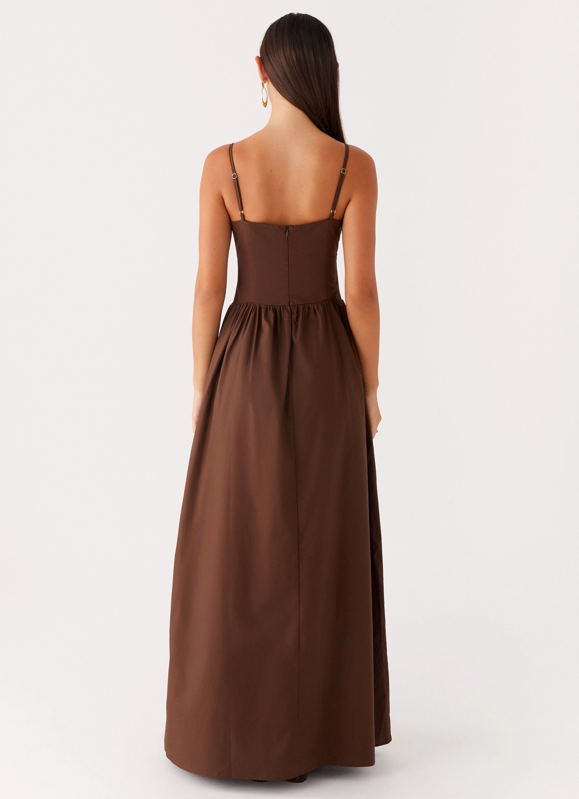 Flowy Texture Cerys Maxi Dress - Chocolate