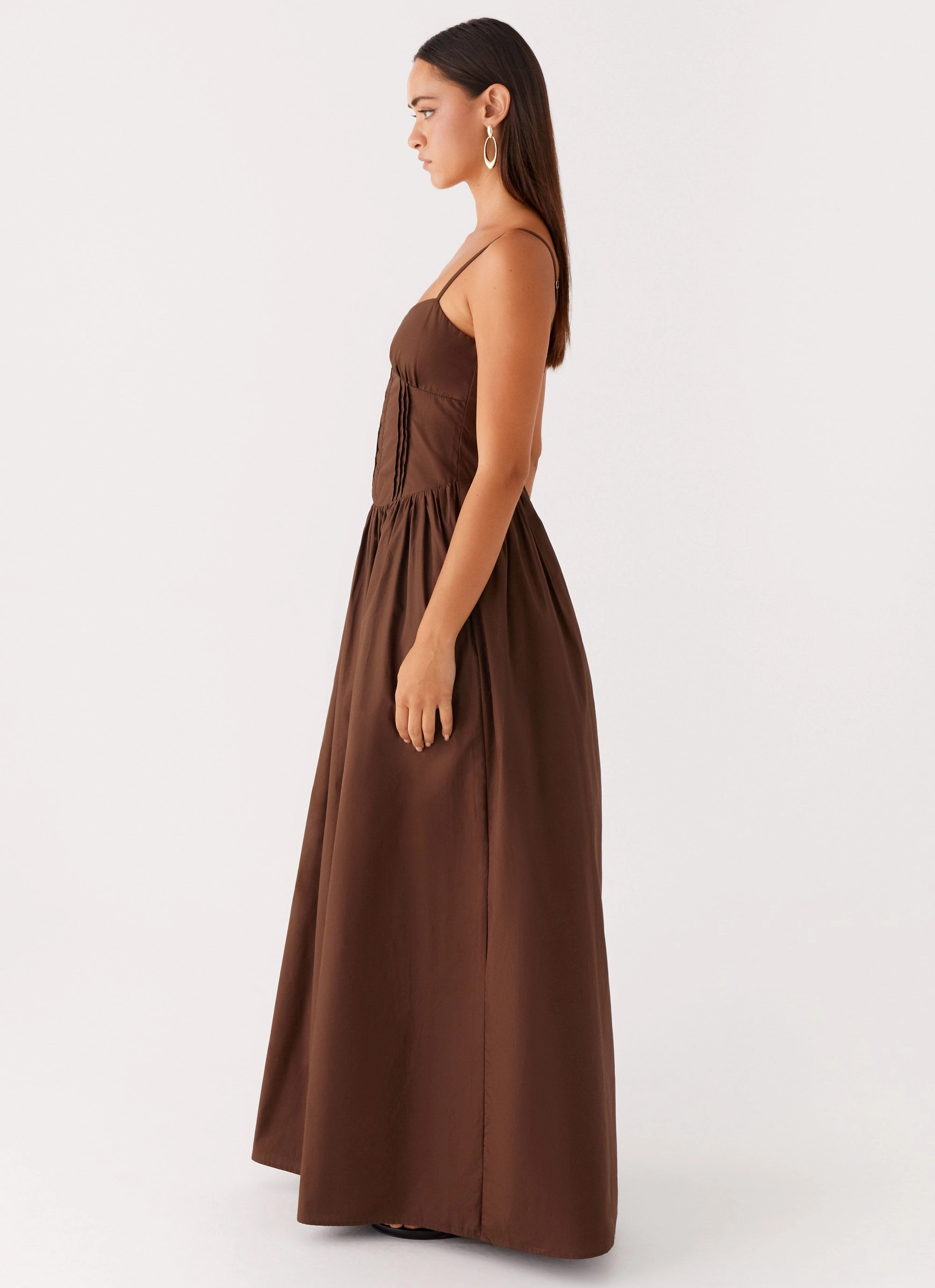 Cerys Maxi Dress - Chocolate Matte-Lining