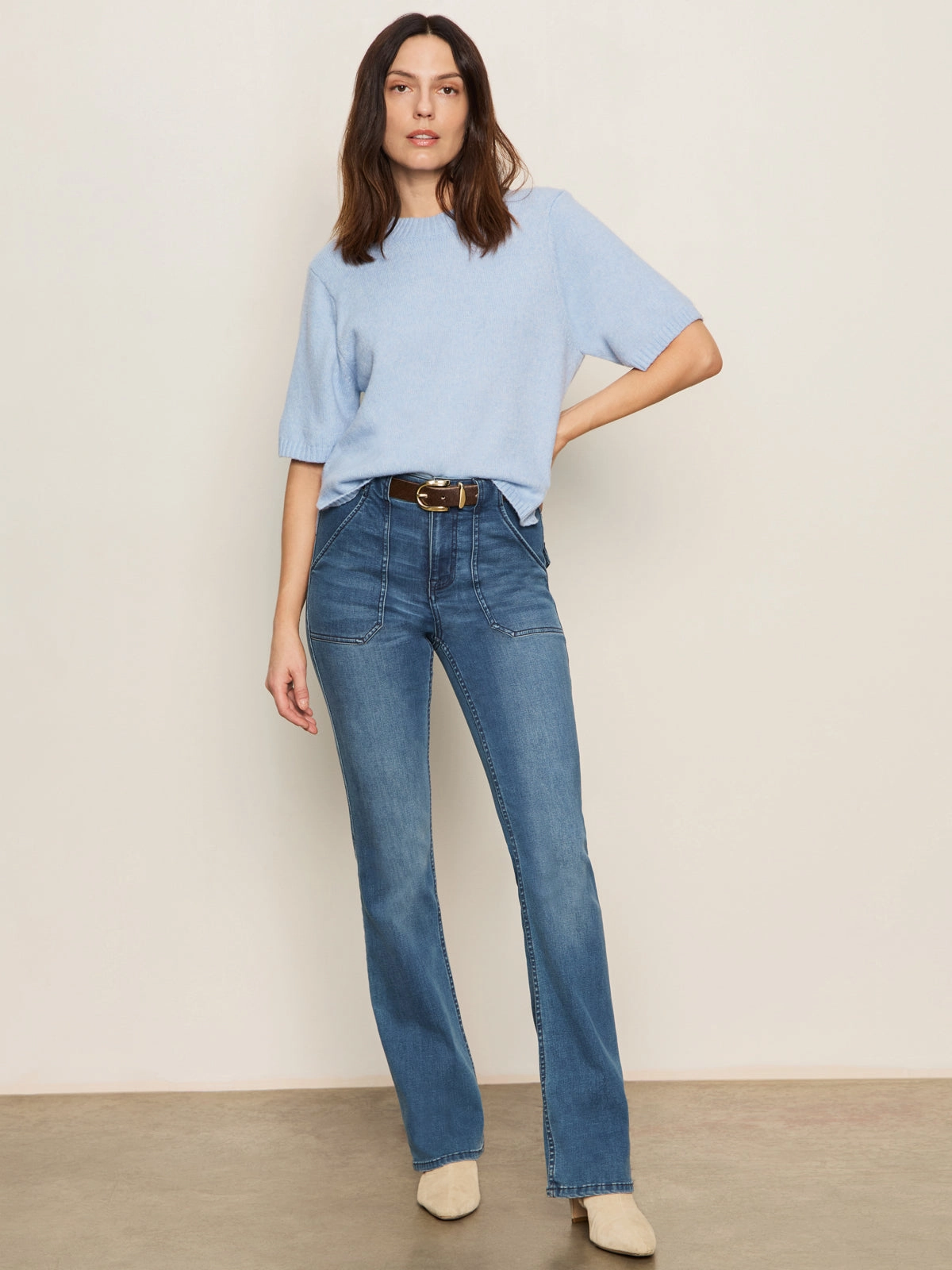 Perfect Sweater Tee Blue Powder PreShrunk Fabric