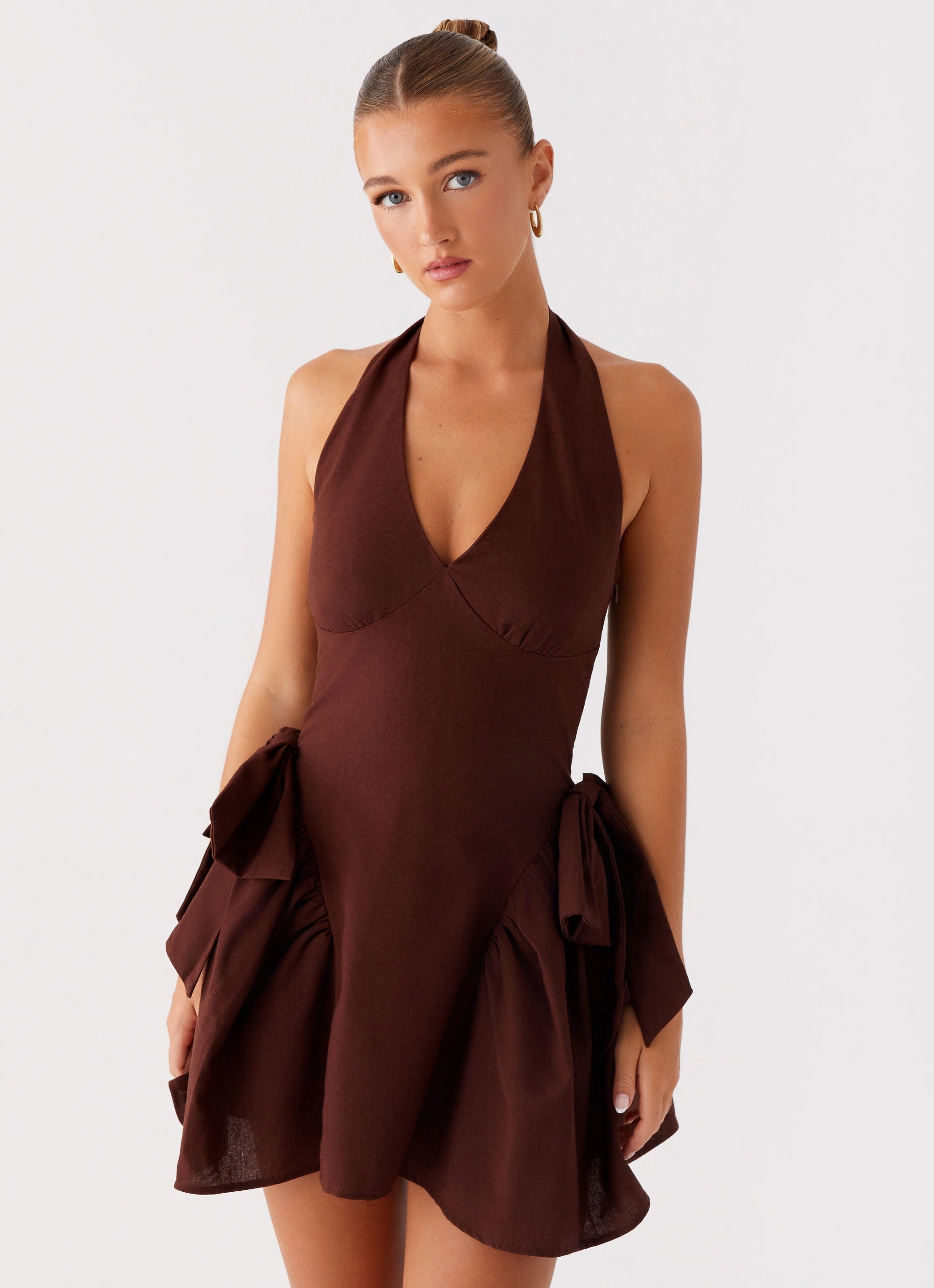 Avalo Mini Dress - Chocolate Comfy Style Silky Shine
