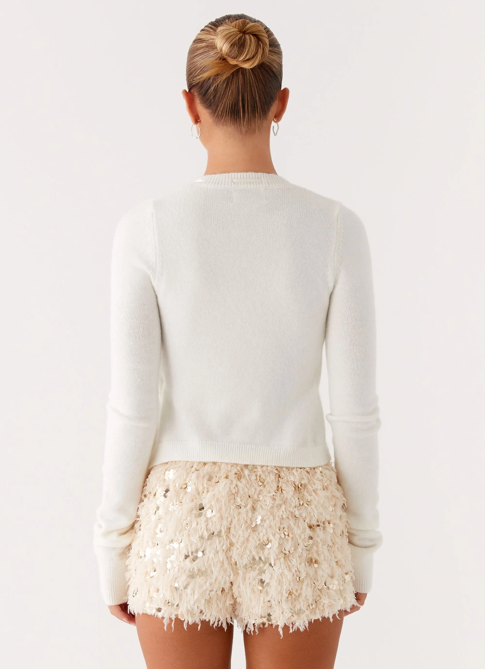 Compression Fit Candy Sequin Mini Shorts - White