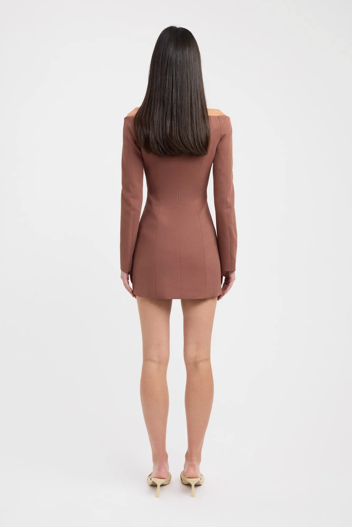 AntiFrayEdging Sleek Feel Oyster Long Sleeve Mini Dress