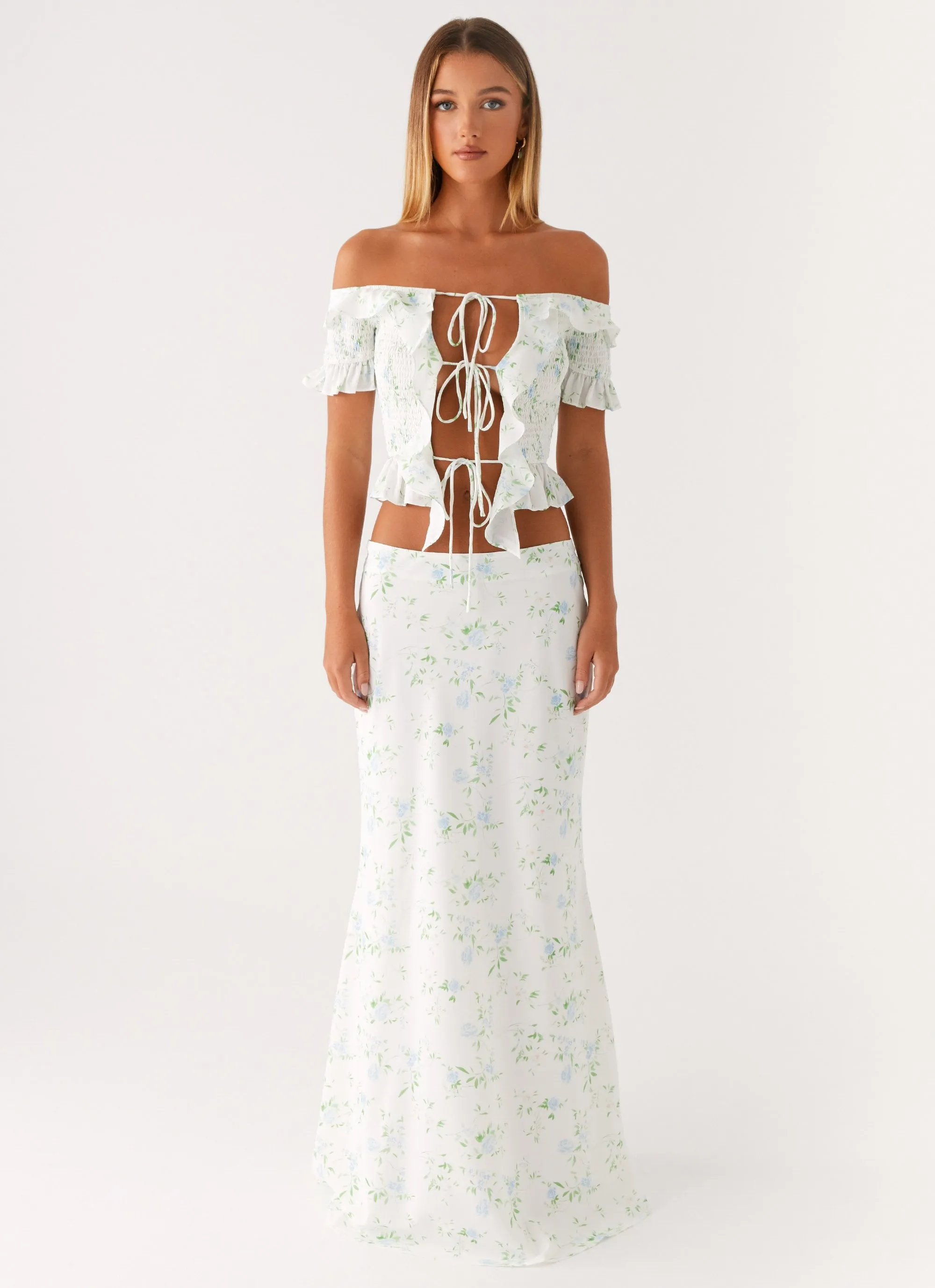 Star Girl Maxi Skirt - Vintage Ditsy Floral Everyday Ease Office Friendly