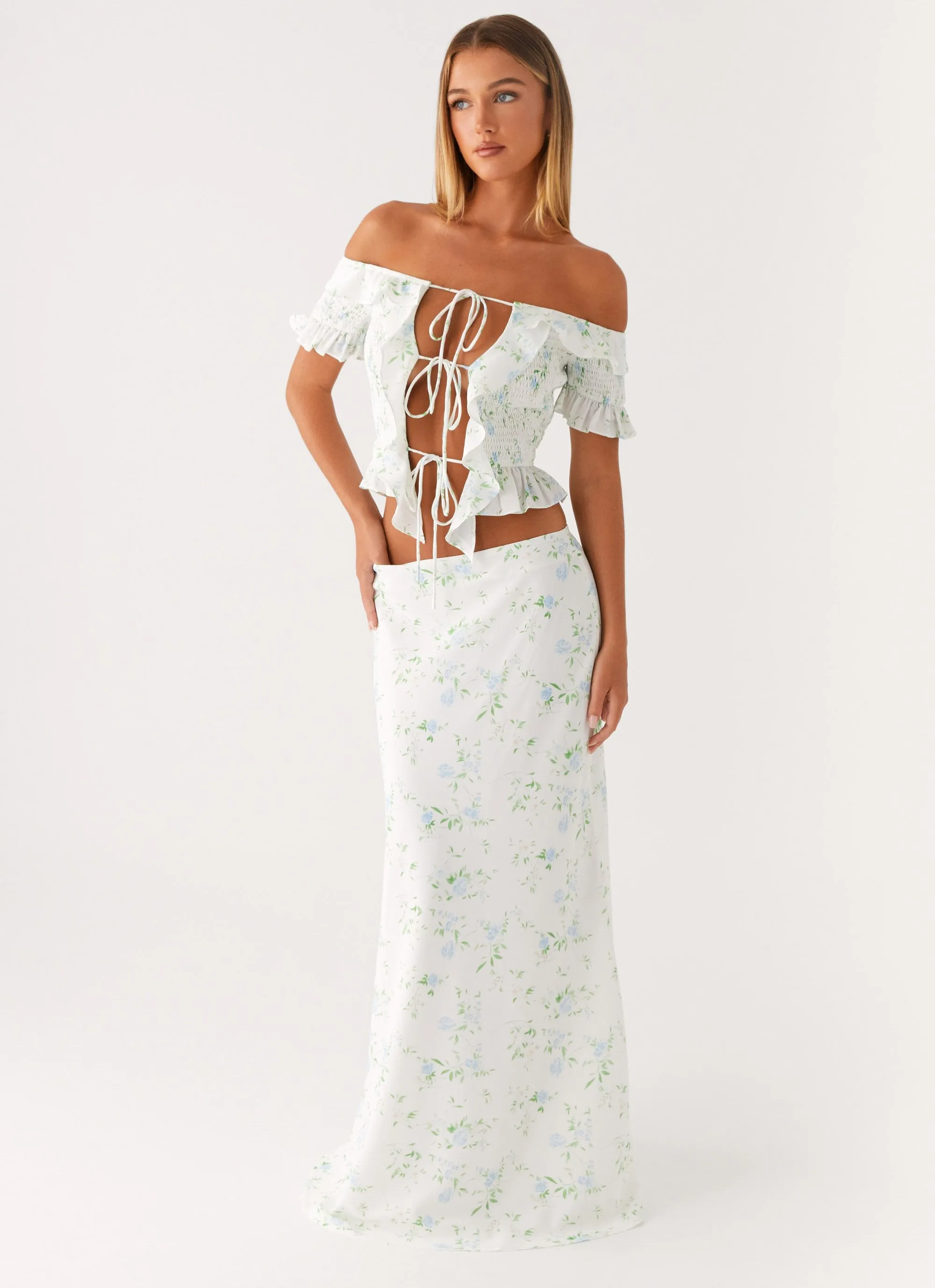 Stylish Cut Star Girl Maxi Skirt - Vintage Ditsy Floral