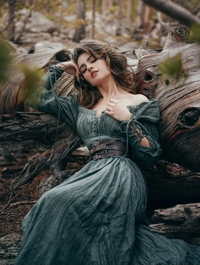 PHOENIX 24 | REGENCY LACE-UP LINEN DRESS HeatRegulatingFabric PHOENIX 24 | REGENCY LACE-UP LINEN DRESS Moisture Management Fabric