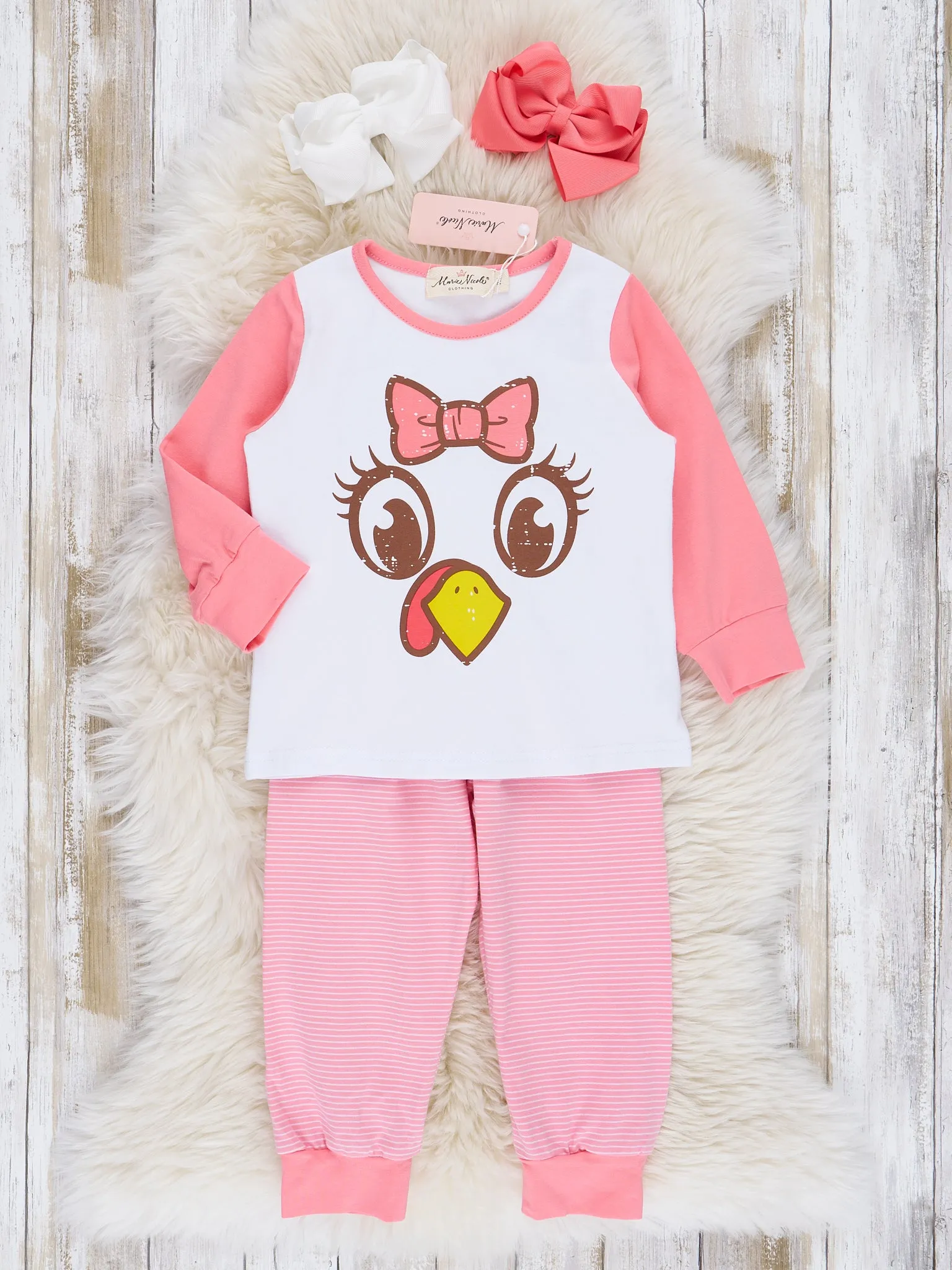 Pink & White Turkey Pajamas
