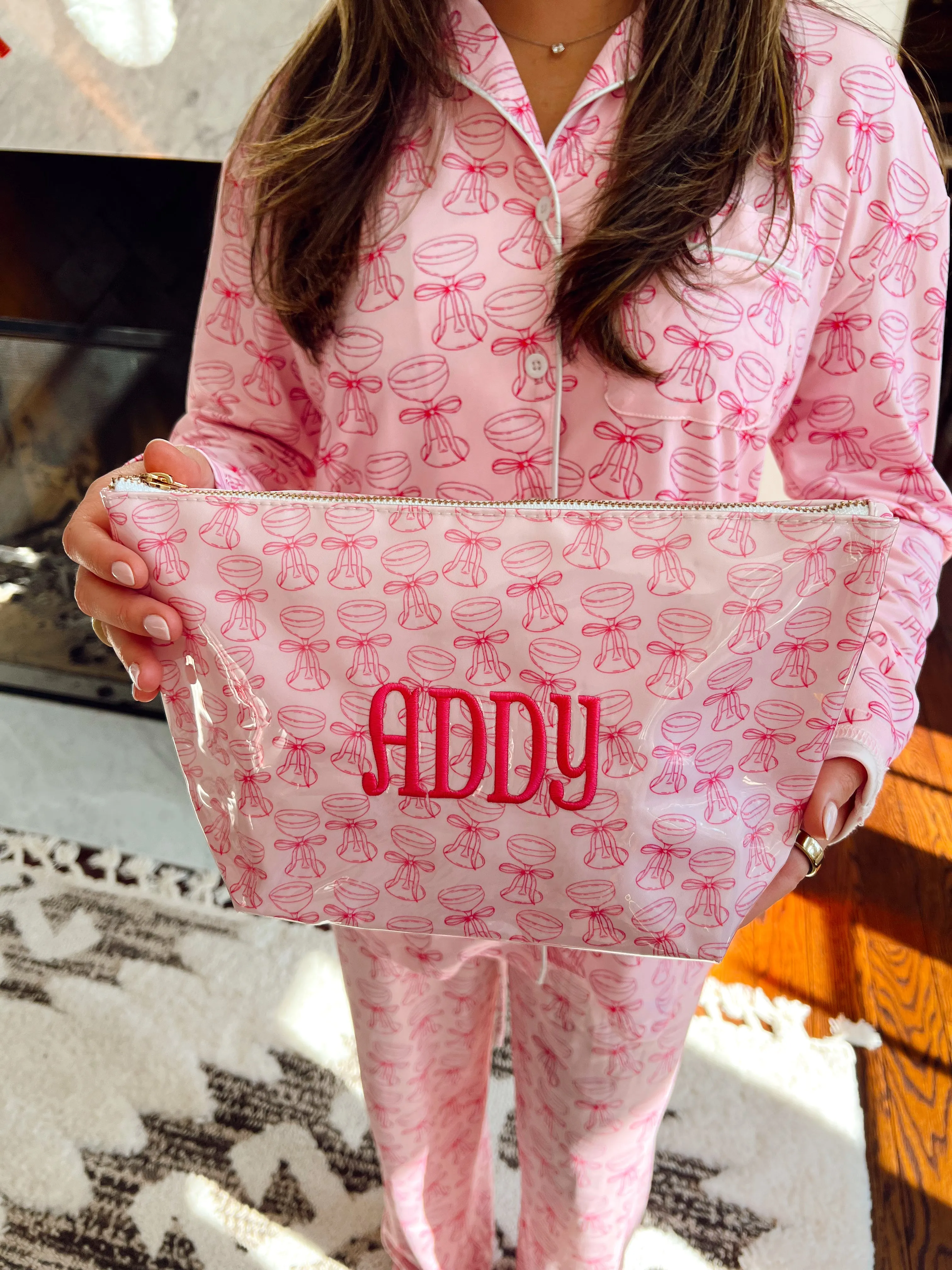 Pink Champagne Bow Pajama Set