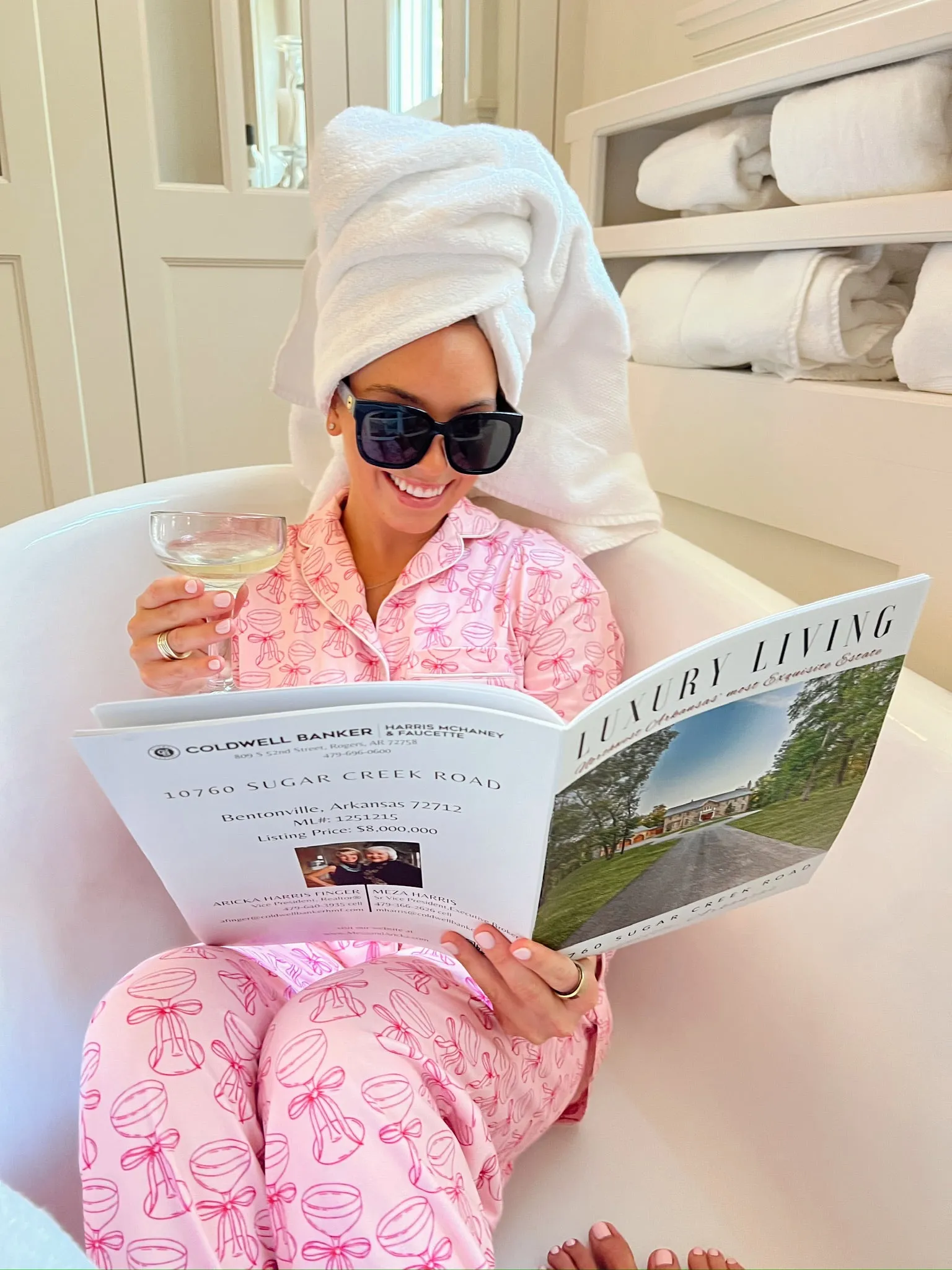 Pink Champagne Bow Pajama Set