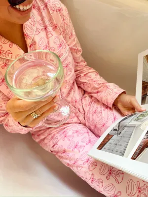 Pink Champagne Bow Pajama Set