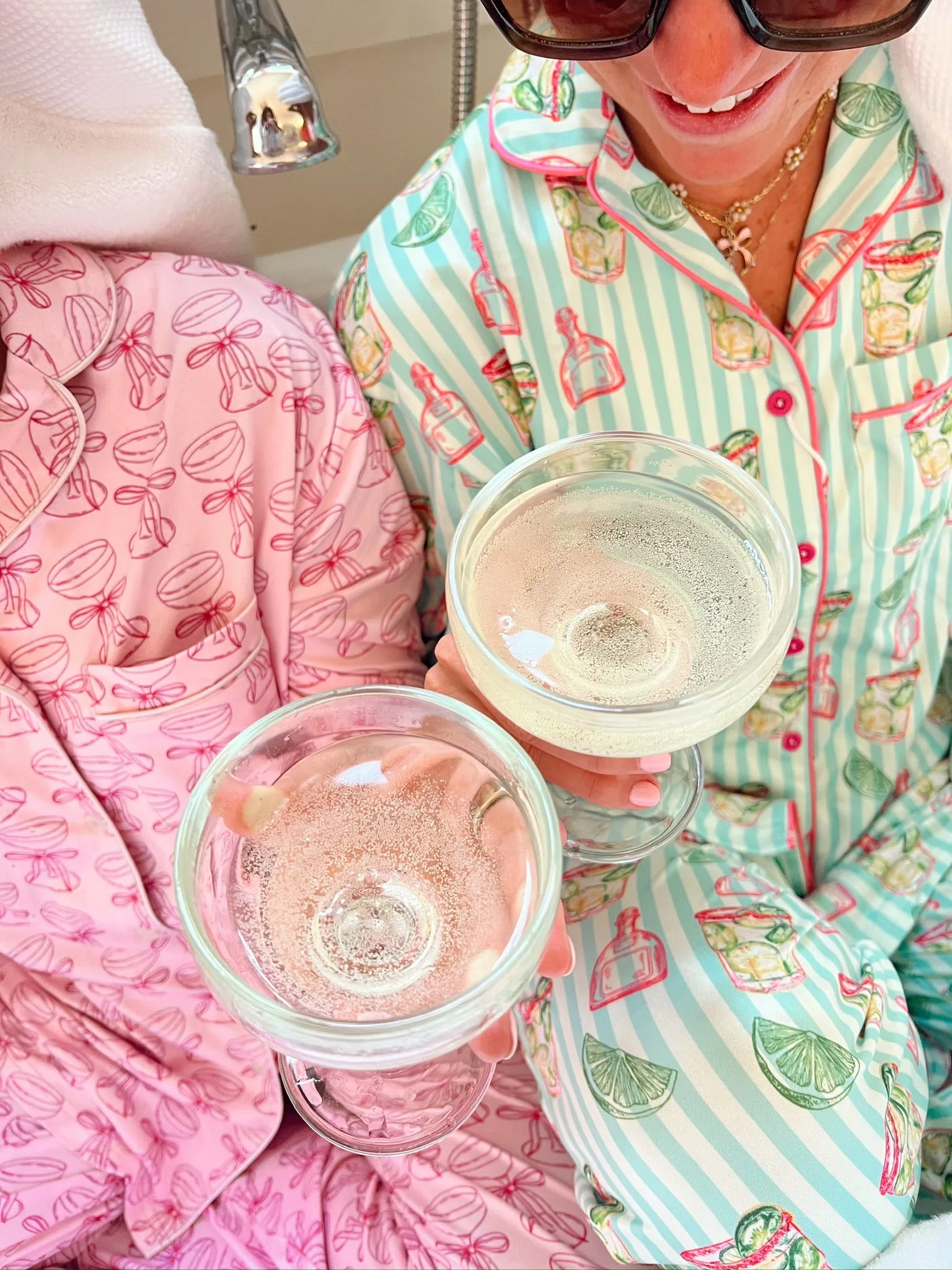 Pink Champagne Bow Pajama Set