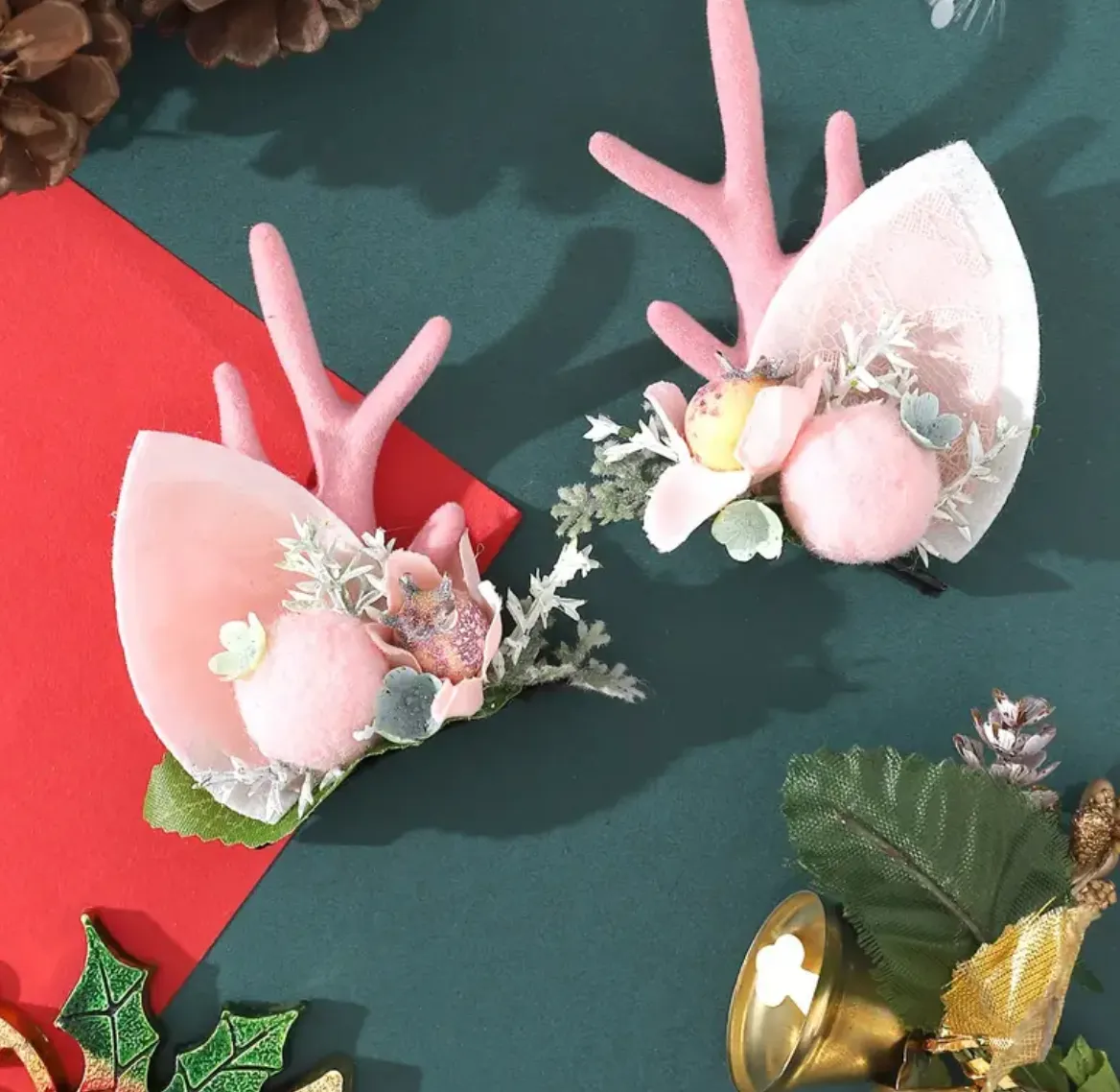 Pink Christmas Plush Reindeer Ears