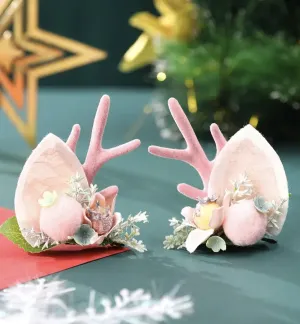 Pink Christmas Plush Reindeer Ears