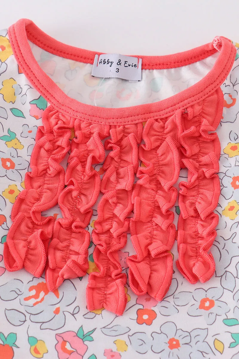 Pink Floral Print Girl Pajamas Set