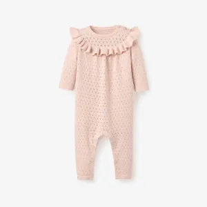 Pink Ruffled Pointelle Jumpsuit