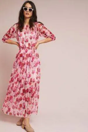 Pink Tulip Maxi Dress Golden Glow Trendy Vibe Smart Layers Pink Tulip Maxi Dress