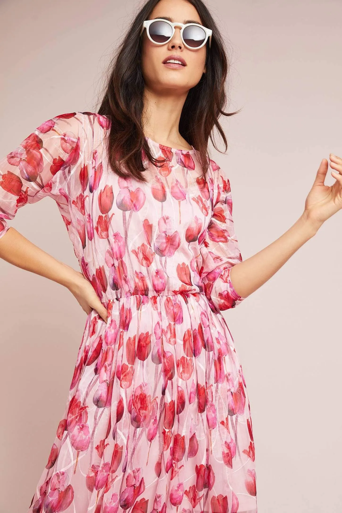 Pink Tulip Maxi Dress Soft Outfit Sleeveless Cut