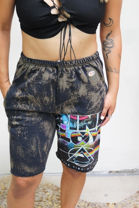 Pink Floyd Acid Wash Sweat Shorts Breathable Base Cozy Fit Wear Pink Floyd Acid Wash Sweat Shorts