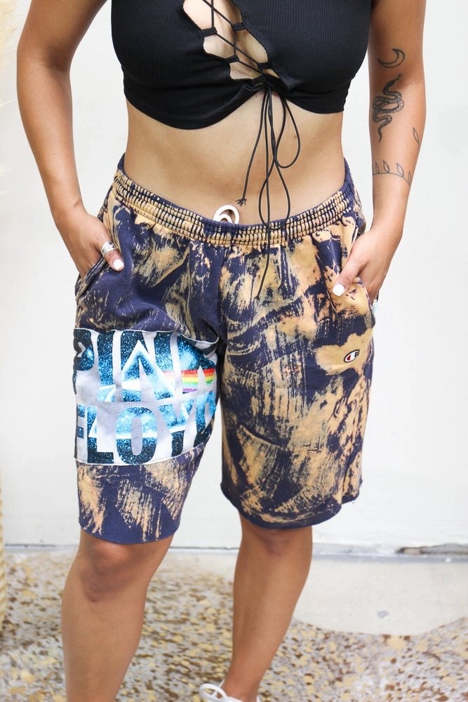 Dynamic Ventilation Panels Pink Floyd Acid Wash Sweat Shorts