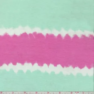 Pink/Mint/White Ribbon Stripe Jersey Knit Fabric