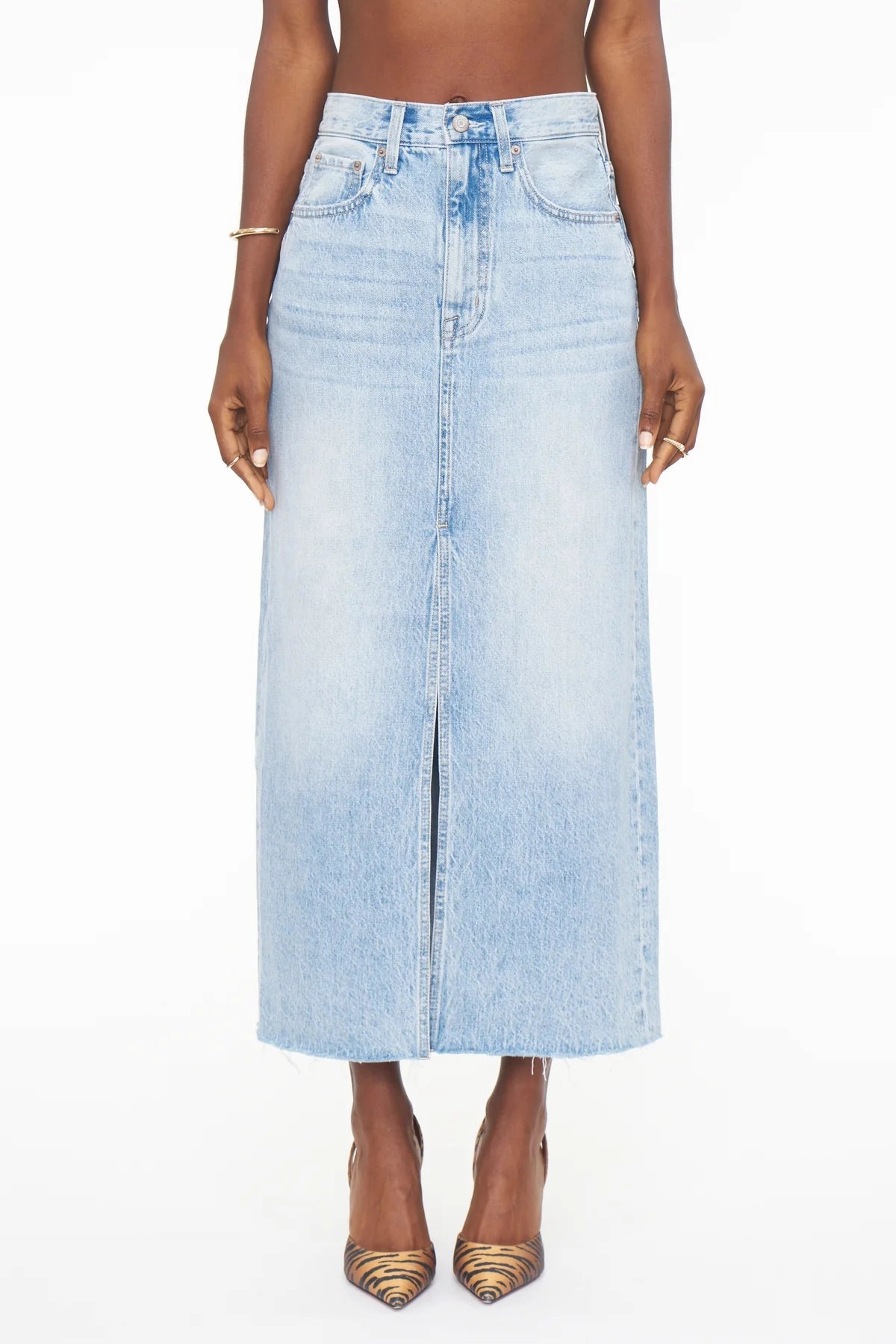 On The Move Pistola Alice Midi Denim Skirt - Brooklyn