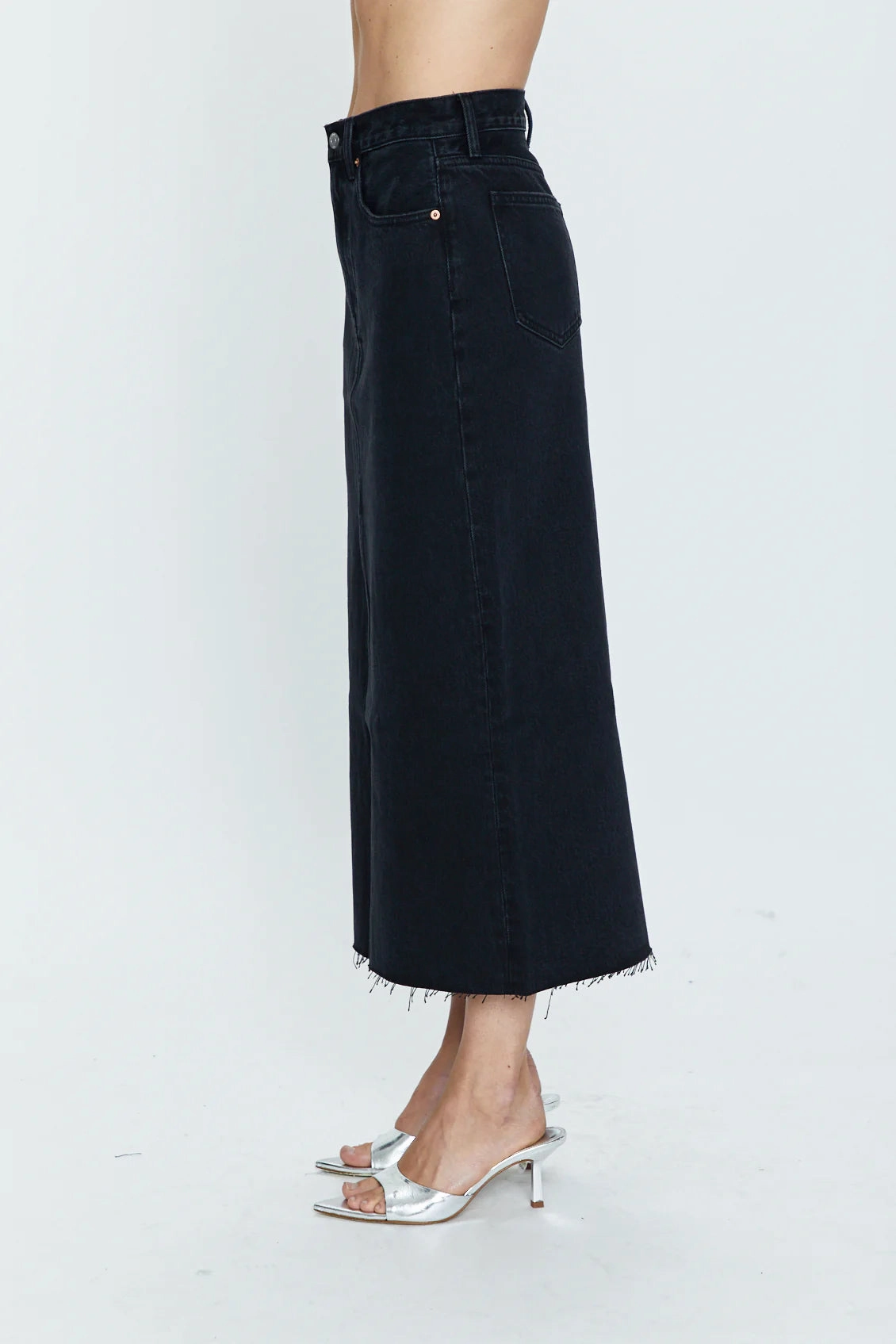 Lightweight Feel Chill Outfit Pistola Alice Midi Denim Skirt - Underground