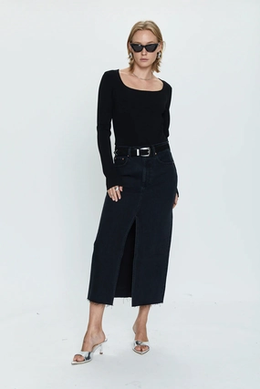 Pistola Alice Midi Denim Skirt - Underground Double Knee Construction Base Comfort Pistola Alice Midi Denim Skirt - Underground