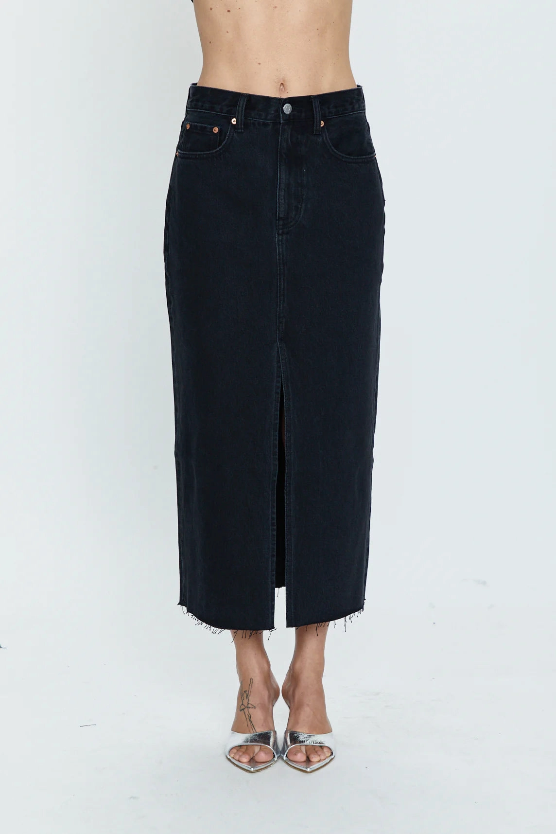 Balanced Look Closet Staple Pistola Alice Midi Denim Skirt - Underground