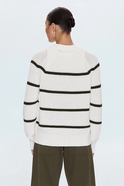 Pistola Edie Raglan Sweater Olive Stripe Functional Design Comfy Hug