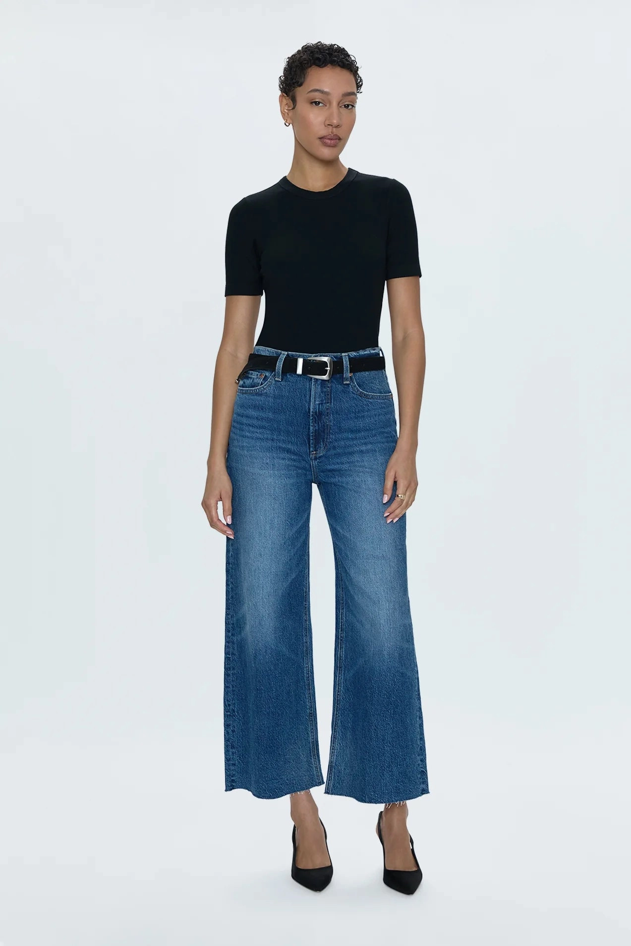 Pistola Lana High Rise Ultra Wide Leg Crop Jean - Palladium Odor Control Coating Casual Friday Elegant Casual