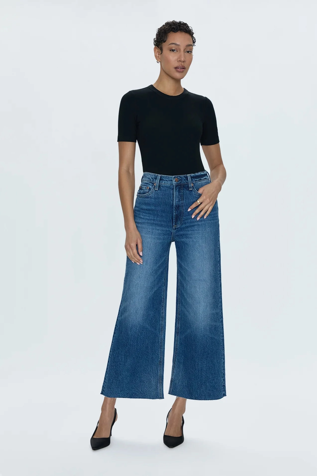 Pistola Lana High Rise Ultra Wide Leg Crop Jean - Palladium Bootcut style Active Lifestyle