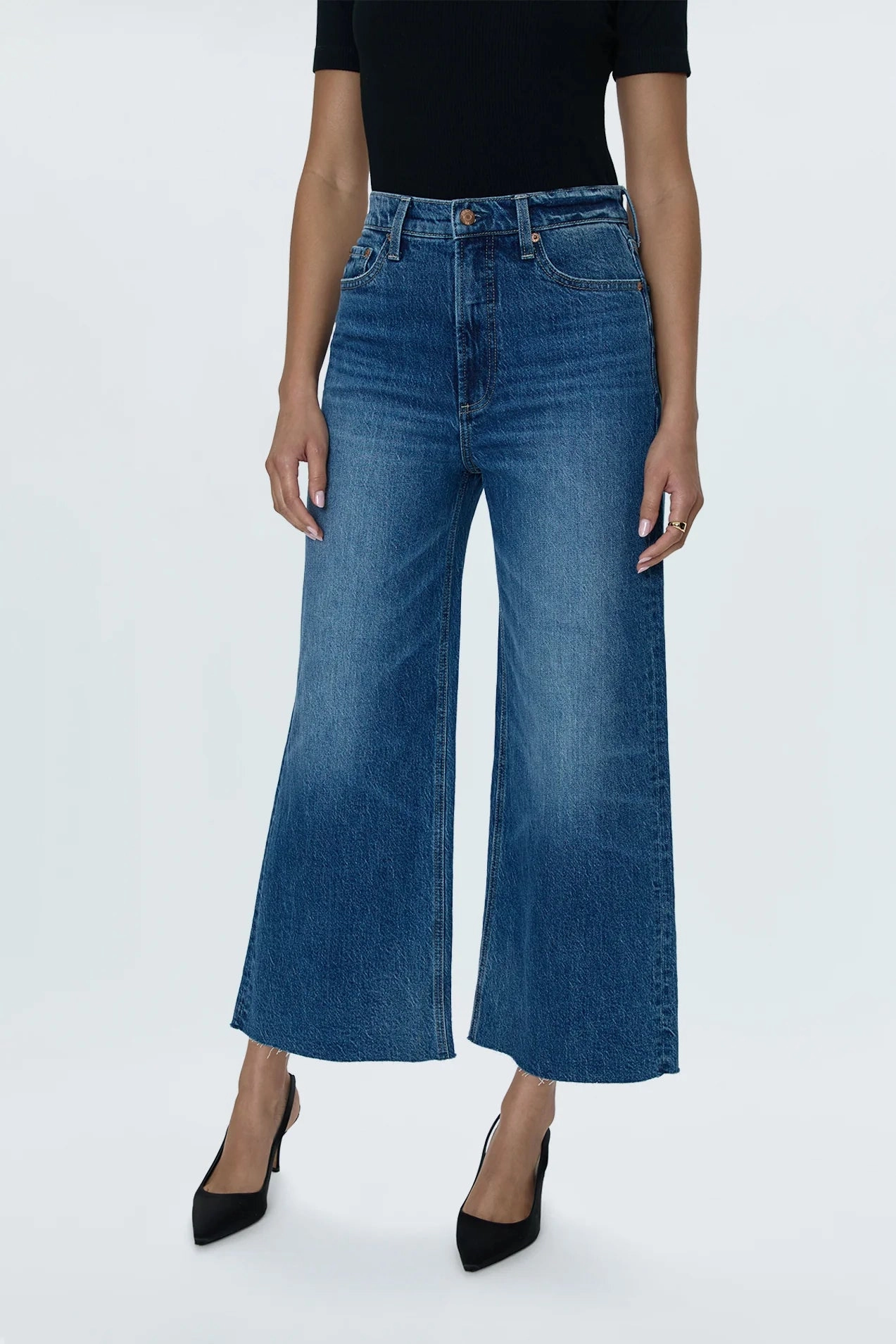 Pistola Lana High Rise Ultra Wide Leg Crop Jean - Palladium Essential Wear Spring Attire
