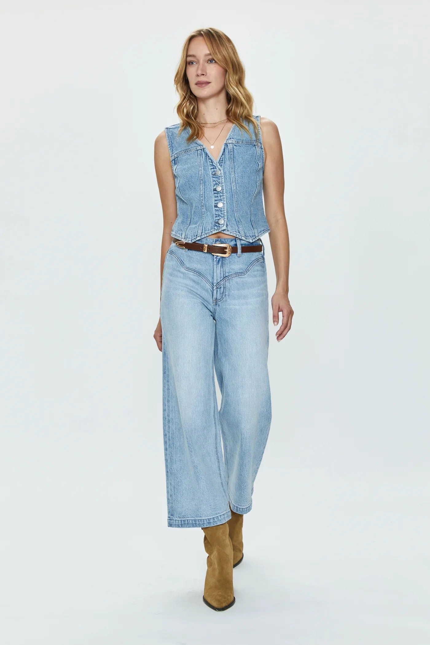 Casual Friday Durable Athlete Fit Pistola Lana High Rise Ultra Wide Leg Crop Jeans -Saint Vincent