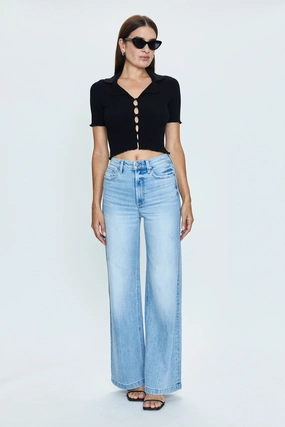 Wrinkle Free Fabric Treatment Pistola Lana High Rise Ultra Wide Leg Jean - Chalet Vintage