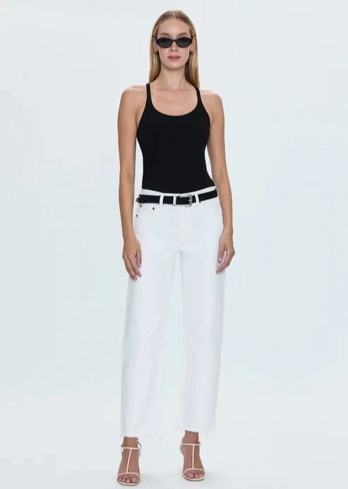 Garment Dyed Technique Couple Look Lightweight Pistola Lexi Mid Rise Bowed Jean Luxe White Vintage