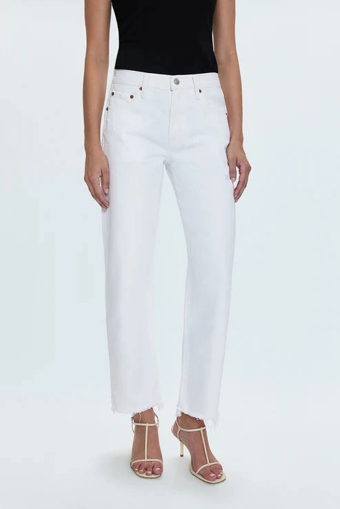Pistola Lexi Mid Rise Bowed Jean Luxe White Vintage Bold Look Professional Wear