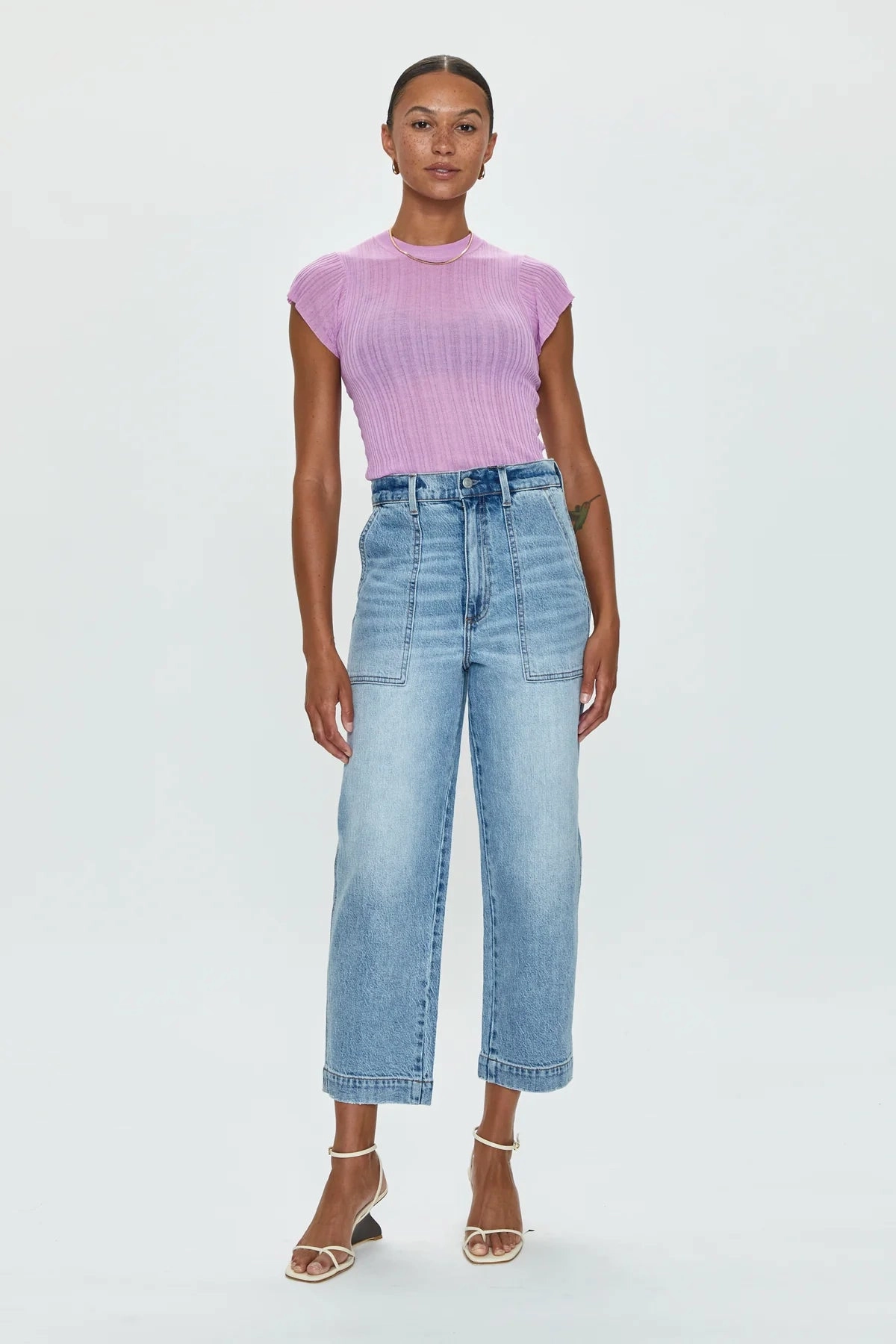 Pistola Turner High Rise Barrel Leg Jeans -PROVENCE Active Outfit