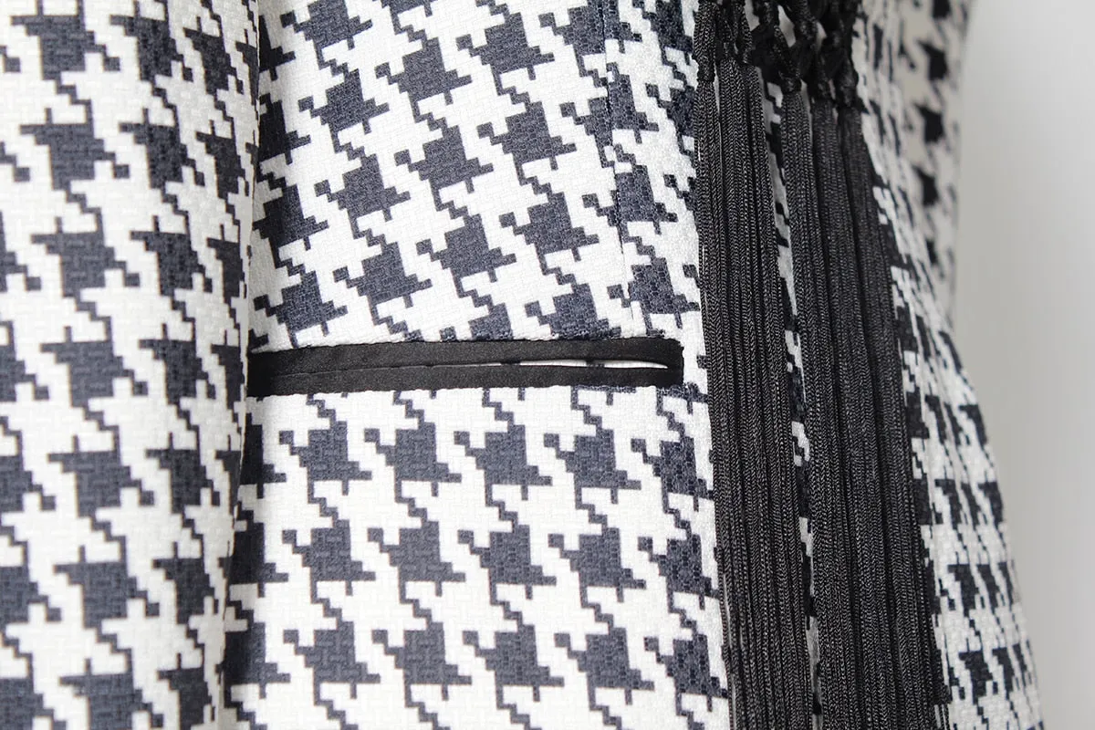 Plaid Print Tassell Blazer