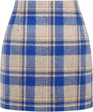 Plaid Skirts for Women Trendy Mini Skirt High Waisted Bodycon Pencil Wool Skirts A Lined Short Skirts Womens Fashion Flannel Skirts Cruise Essentials Outfits(C Blue,L)